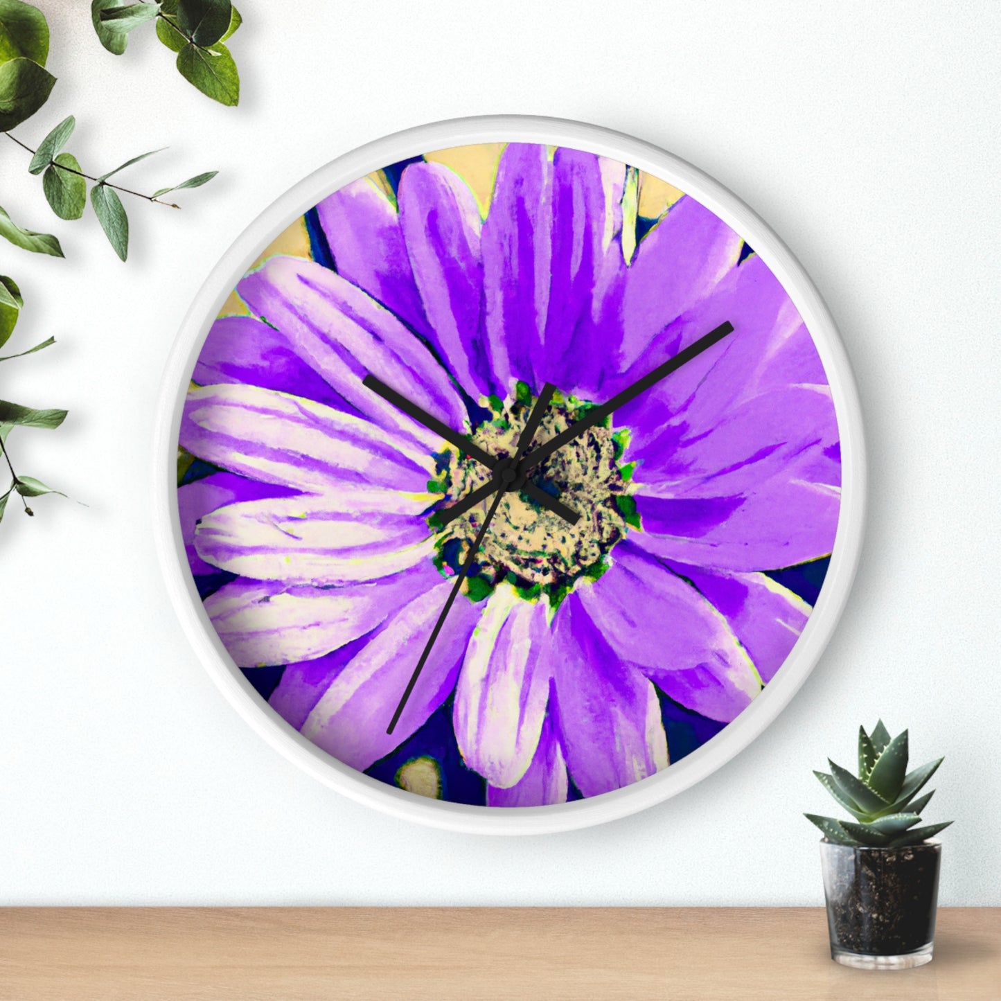 Pétalos morados estallando: crea una llamativa fusión de margaritas y rosas - The Alien Wall Clock