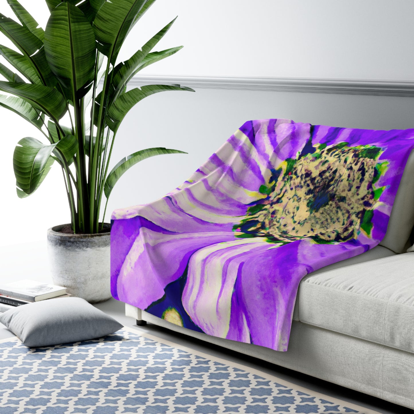 Purple Petals Popping: Create an Eye-Catching Daisy-Rose Fusion - The Alien Sherpa Fleece Blanket