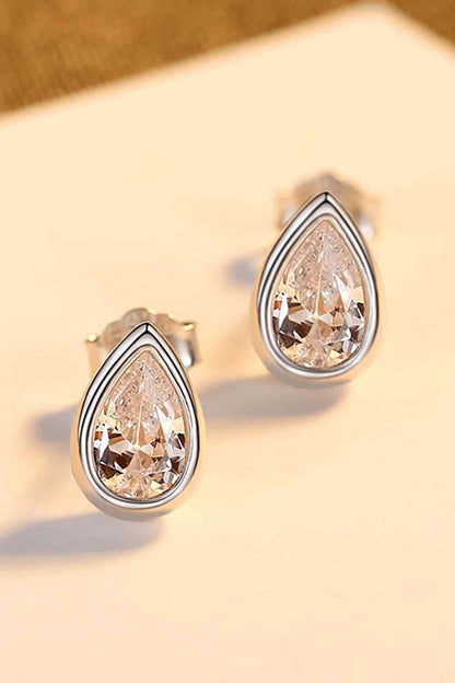 Zircon Teardrop 925 Sterling Silver Stud Earrings