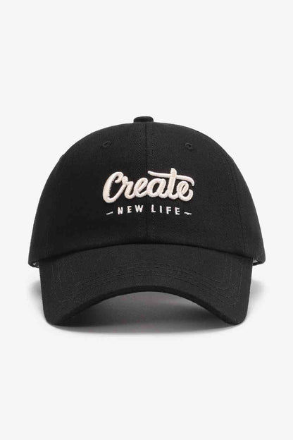 CREATE NEW LIFE Gorra de béisbol de algodón ajustable