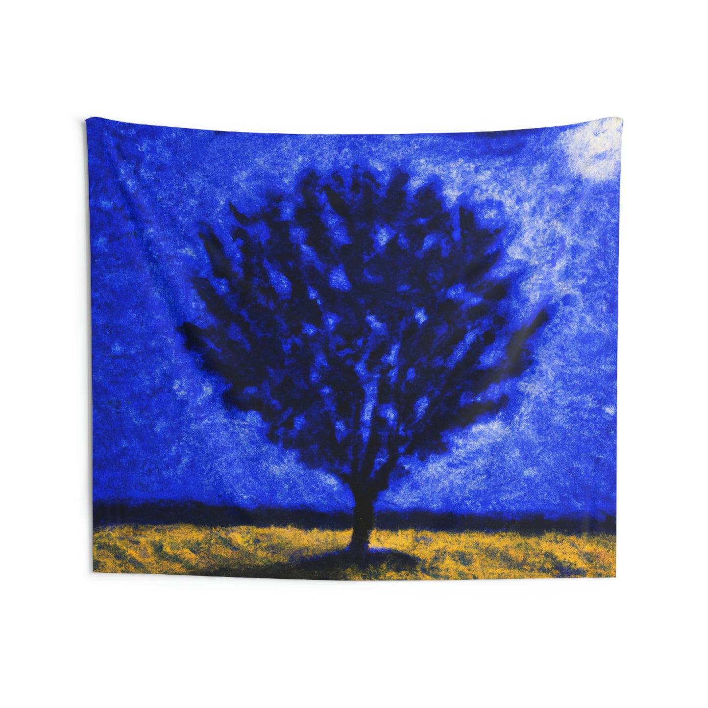 "Un árbol azul solitario en el campo de luz de la luna" - The Alien Wall Tapestries