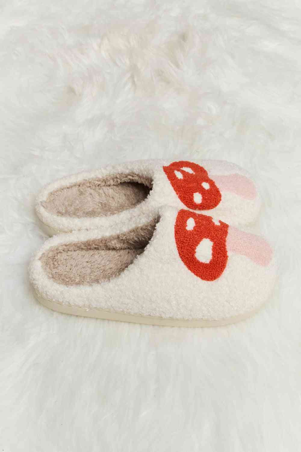 Pantuflas tipo chanclas de felpa con estampado de setas Melody