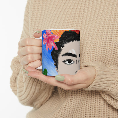 "Frida ardiente: pintando un ícono mexicano con cultura colorida" - Taza de cerámica The Alien 11 oz