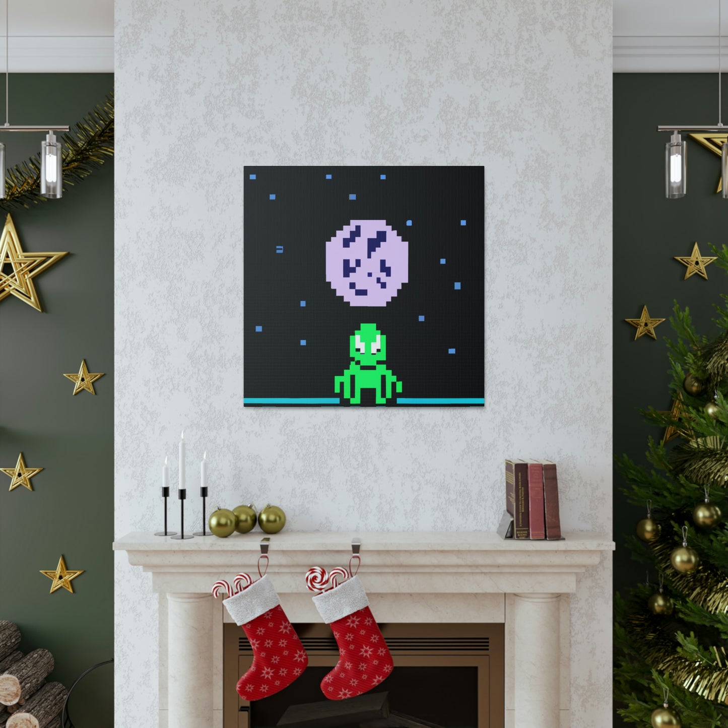 "Lonely Witness of the Night Sky" - The Alien Canva Pixel Art