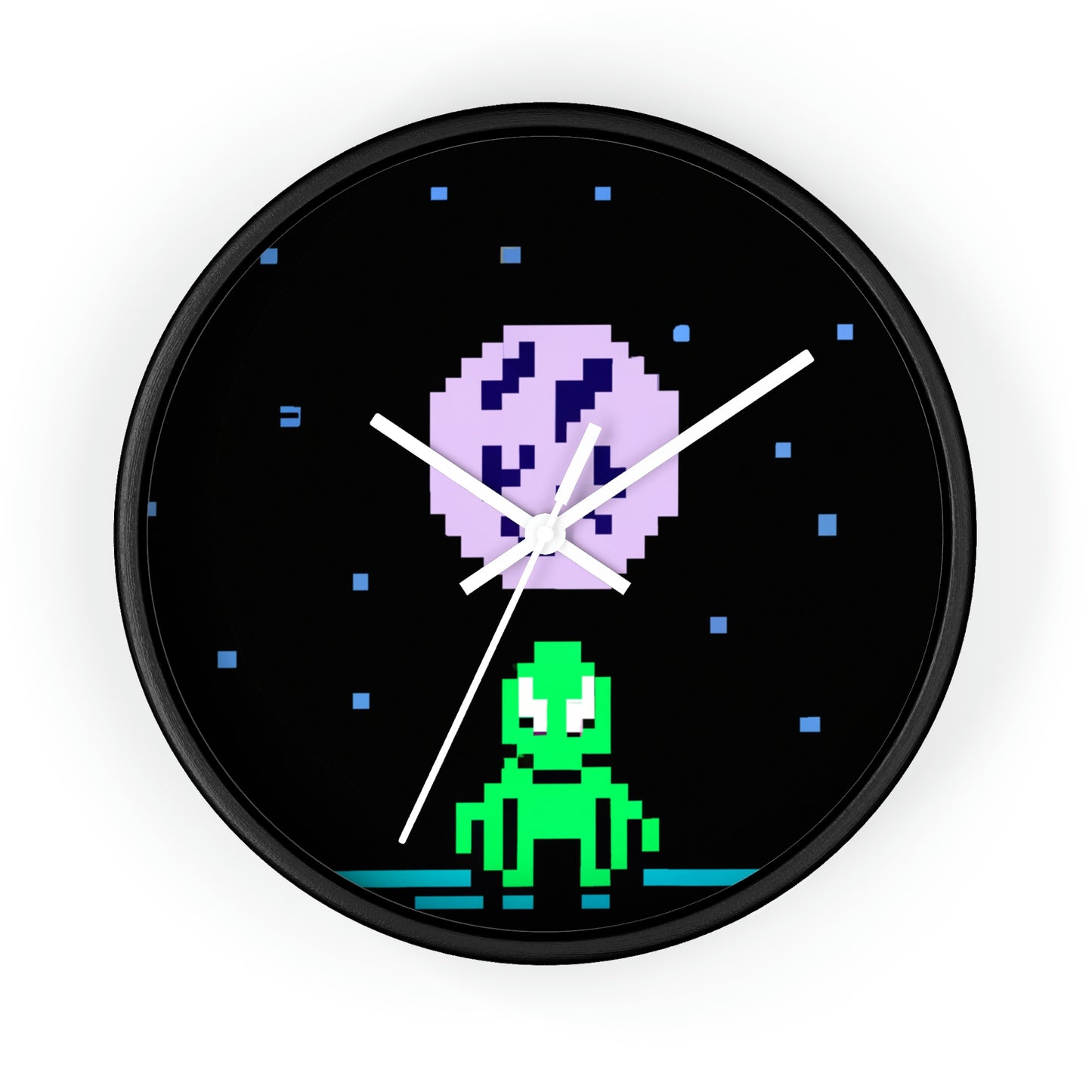 "Lonely Witness of the Night Sky" - The Alien Wall Clock Pixel Art