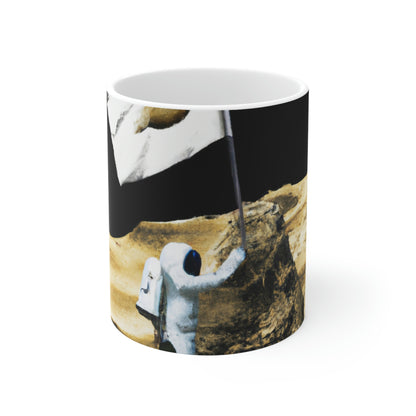 "Claiming Space: The Astronaut's Asteroid Flag Planting" - Taza de cerámica The Alien 11 oz