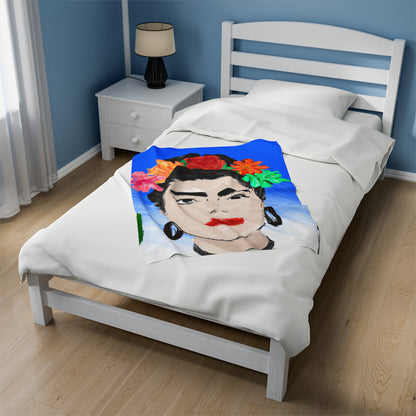 "Fiery Frida: Painting a Mexican Icon with Colorful Culture" - The Alien Velveteen Plush Blanket