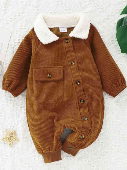 Baby-Overall aus Cord mit geknöpftem Kragen und Kragen