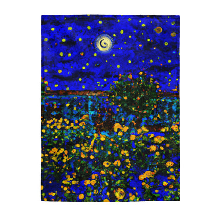 "A Midnight Celebration in Grandma's Garden" - The Alien Velveteen Plush Blanket