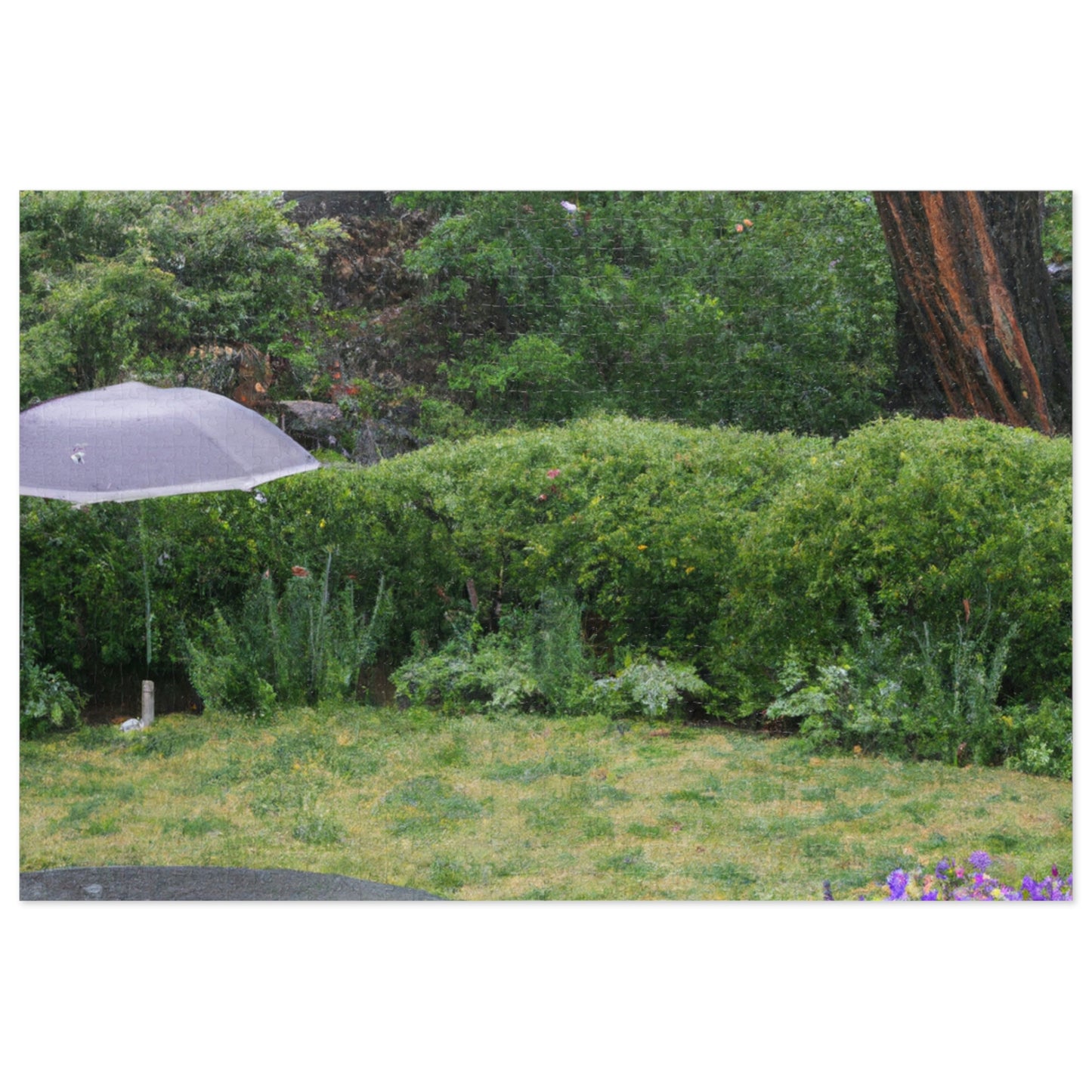 "Rainy Refuges: Uncovering the Fortune of a Garden Under an Umbrella" - The Alien Jigsaw Puzzle