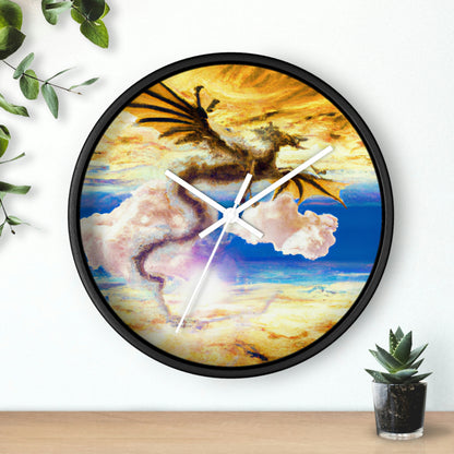 "Un resplandor celestial con un dragón místico" - El reloj de pared alienígena