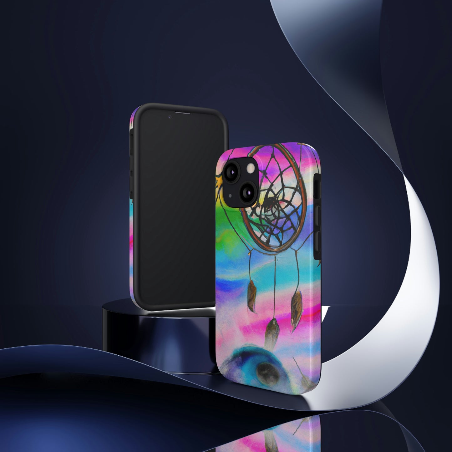 "Una galaxia de sueños: un colorido atrapasueños captura el polvo de estrellas que cae" - The Alien Tough Phone Cases