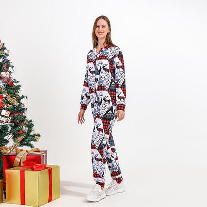 Bedruckter Damen-Jumpsuit mit Kapuze