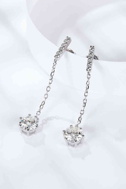 6-Prong Round Moissanite Drop Earrings