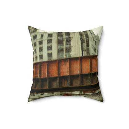 "ChronoTown: Where Time Stands Still" - Das Alien Square Pillow