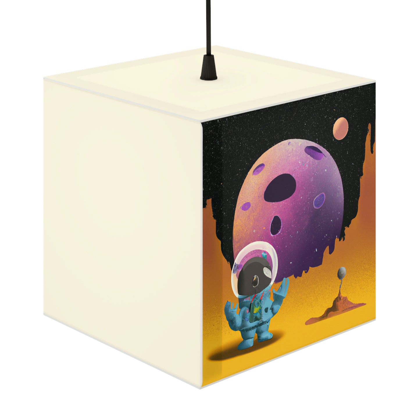 "Exploring the Unknown: The Adventures of a Space Captain and the Mysterious Planet" - Die Alien Light Cube Lampe