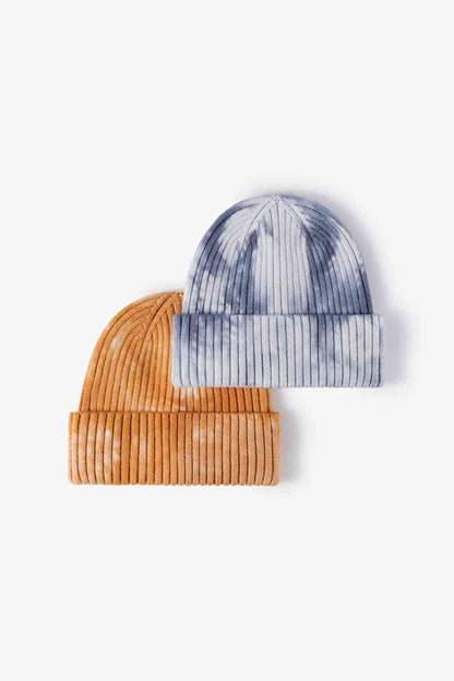 Gorro con puños de canalé Tie-Dye