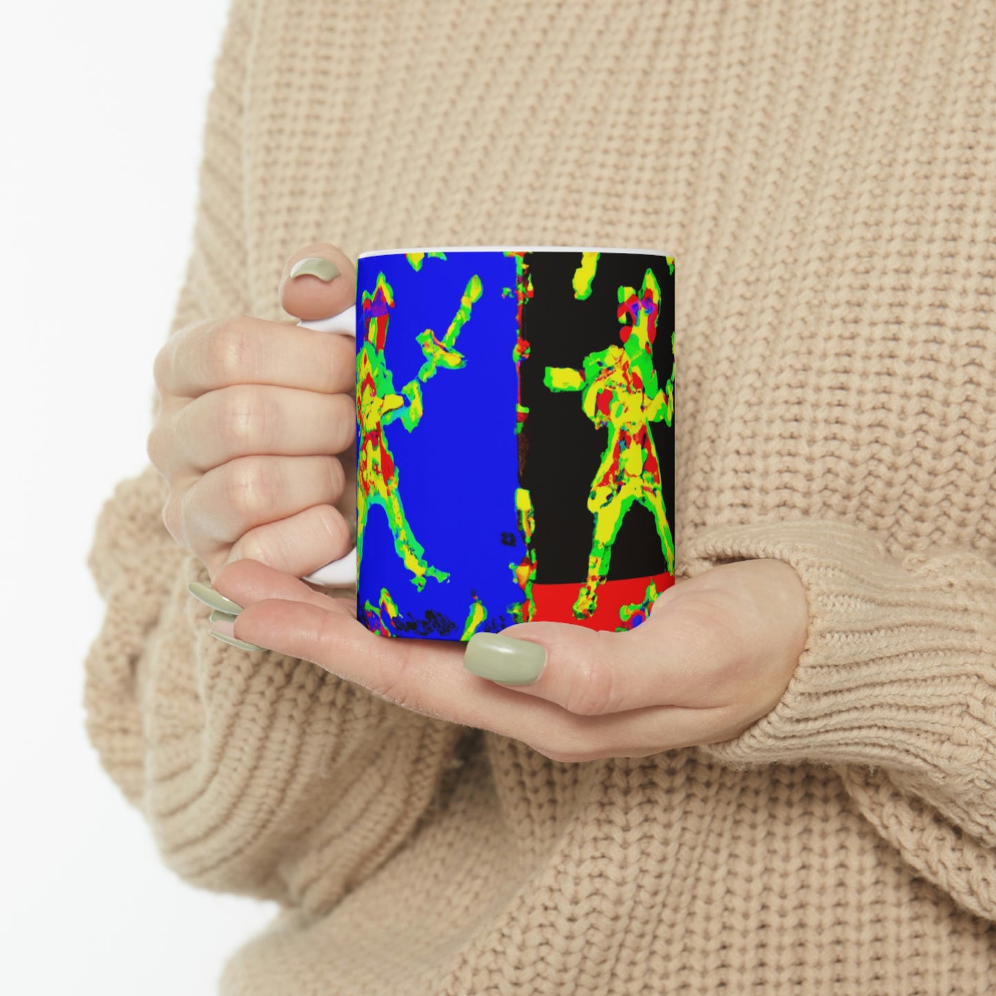 "Bailando con fuego y acero". - La Taza de Cerámica Alienígena 11 oz