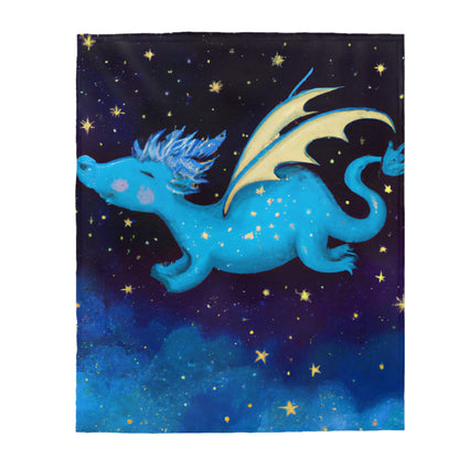 "Drifting Among the Stars: The Story of a Baby Dragon" - The Alien Velveteen Plush Blanket #nft