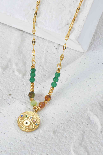 Evil Eye Design 18K Gold Plated Pendant Necklace