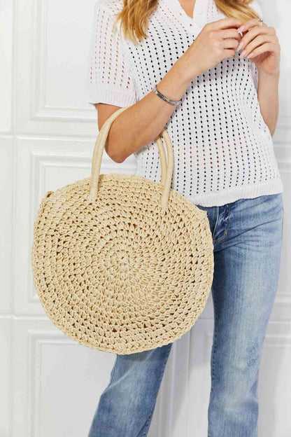 Justin Taylor Beach Date Stroh-Rattan-Handtasche in Elfenbein