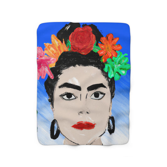 "Fiery Frida: Painting a Mexican Icon with Colorful Culture" - The Alien Sherpa Fleece Blanket