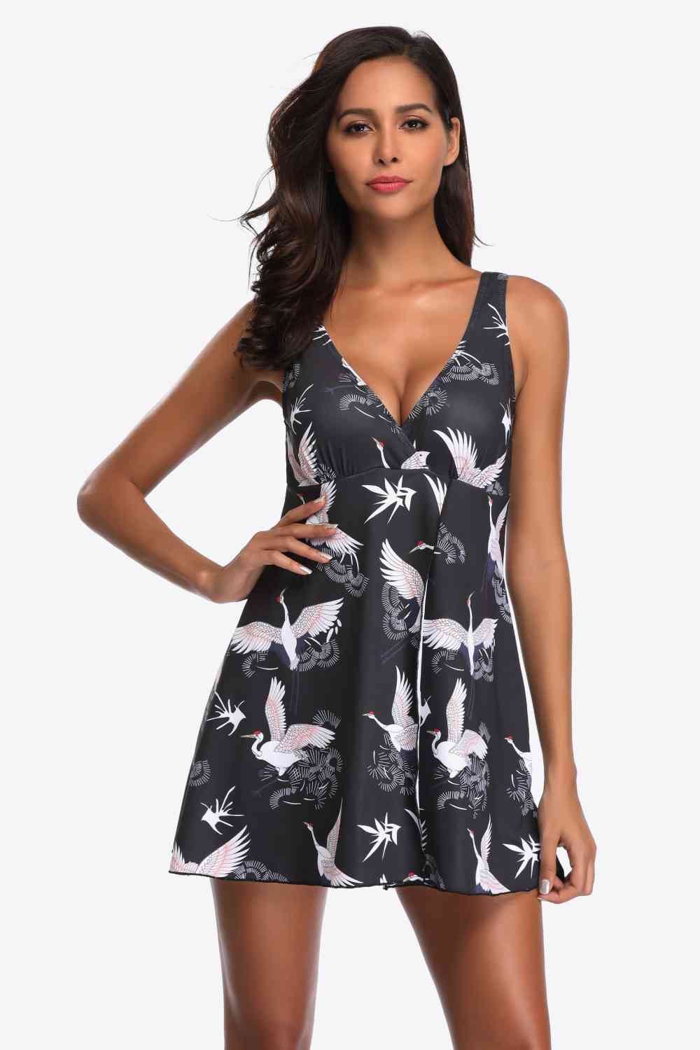 Vestido de baño con estampado animal de tamaño completo