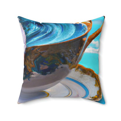 "Adrift in a China Cup: The Story of a Lost Child's Oceanic Adventure" - The Alien Square Pillow