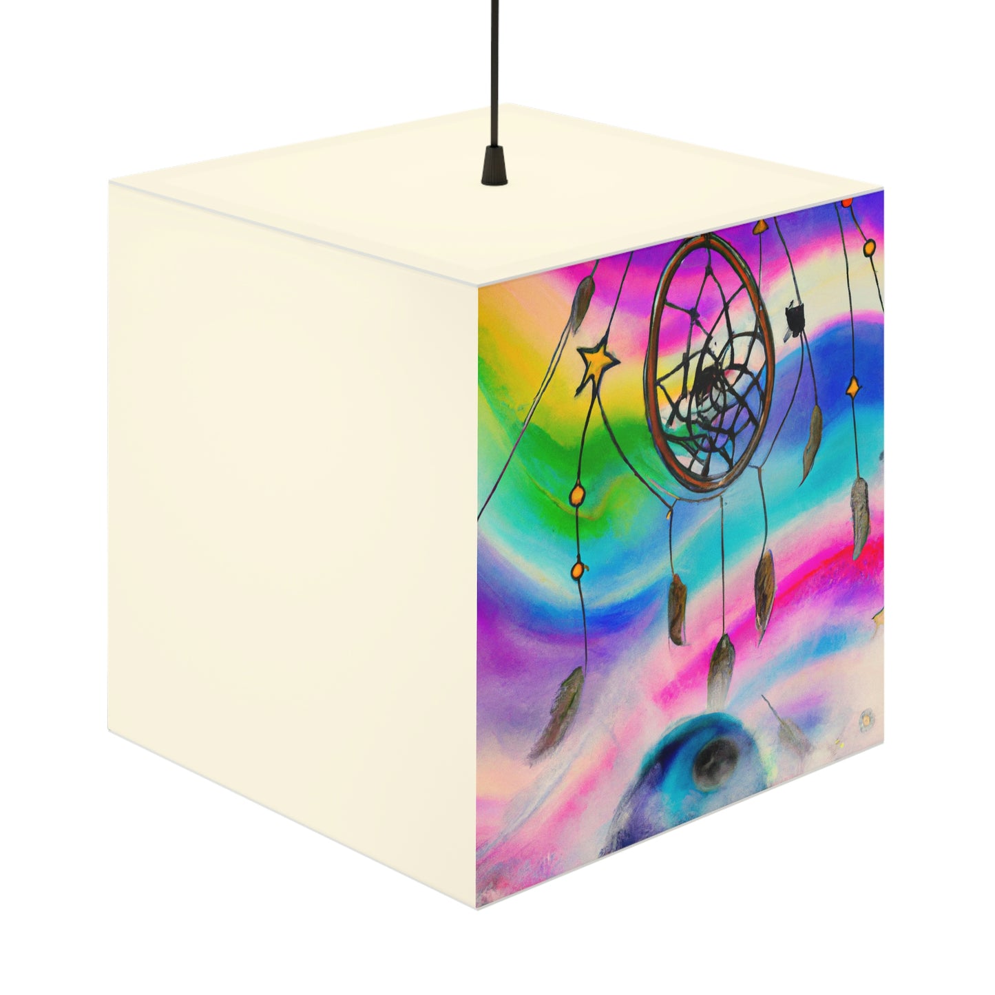 "A Galaxy of Dreams: A Colorful Dreamcatcher Captures Falling Stardust" - The Alien Light Cube Lamp