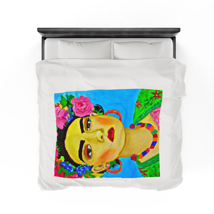 "Fierce and Free: A Frida Kahlo-Inspired Tribute to Mexican Women" - The Alien Velveteen Plush Blanket