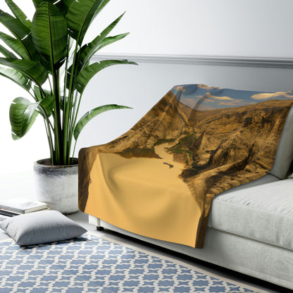 "Feline Flight Over the Grand Gulch" - The Alien Sherpa Fleece Blanket