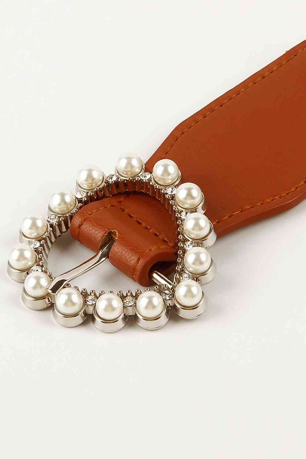 Pearl Heart Buckle Elastic Belt