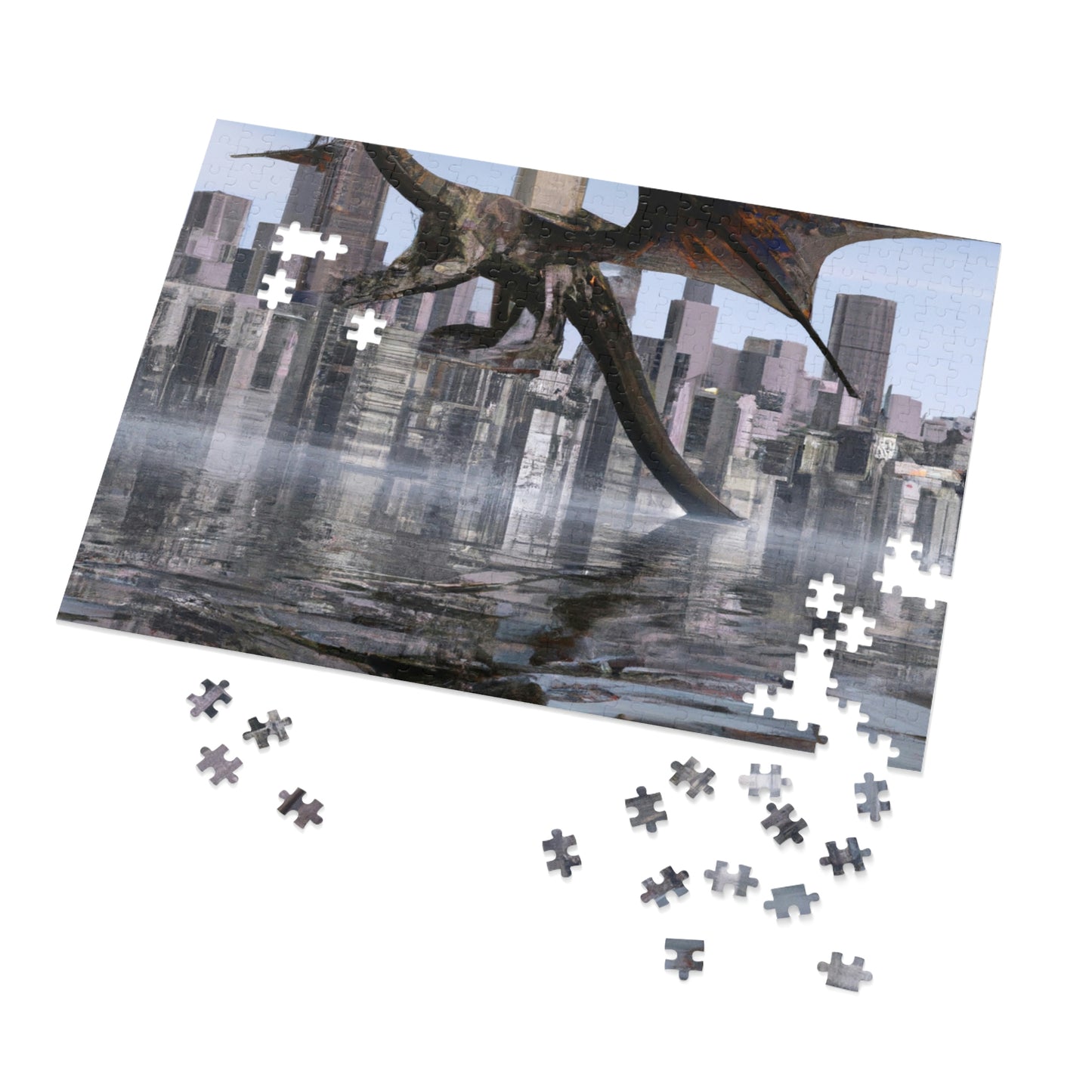 "Ascending the Deluge: A Dragon's Soaring Journey." - The Alien Jigsaw Puzzle