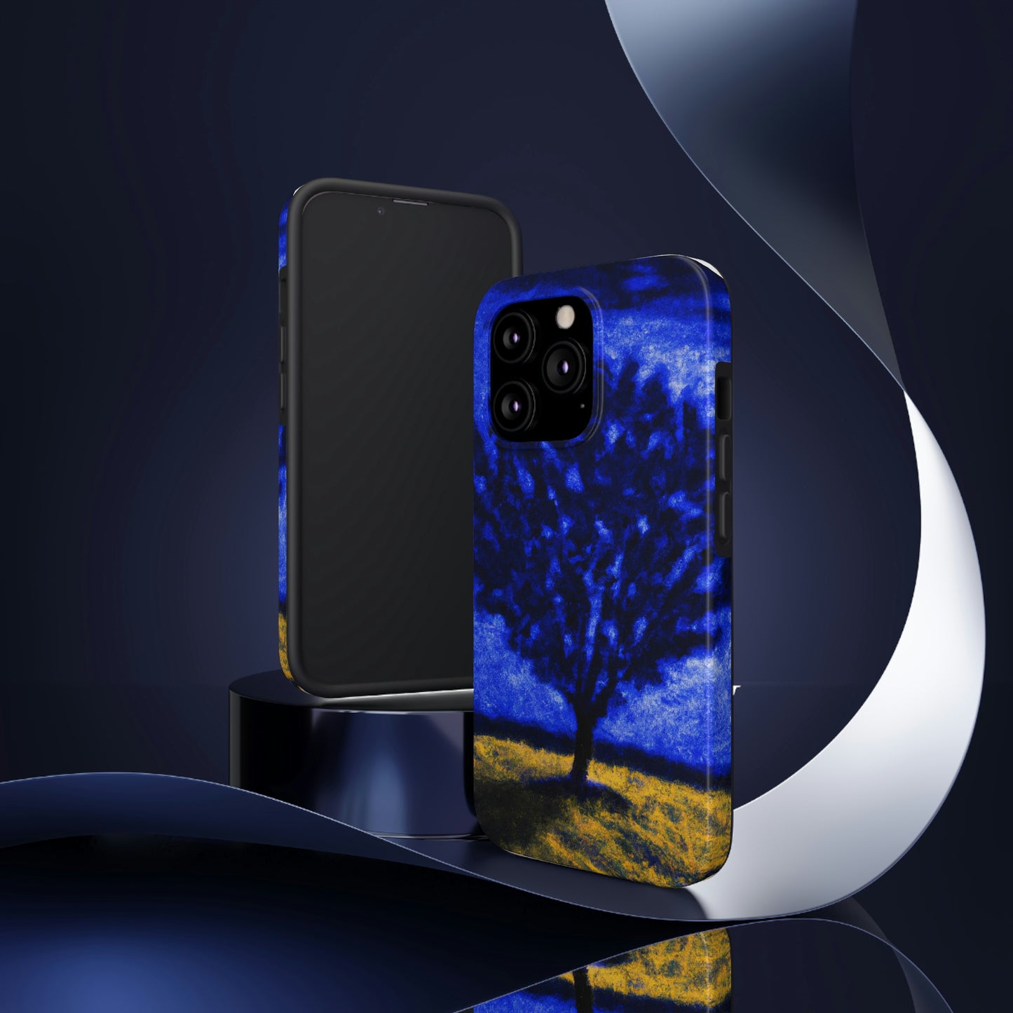 "Un árbol azul solitario en el campo de la luz de la luna" - Las fundas para teléfonos Alien Tough