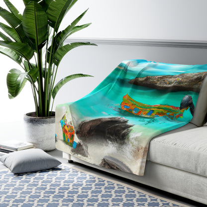 "Caribbean Fiesta on the Beach - A Digital Exploration of Mexican Culture" - The Alien Sherpa Fleece Blanket