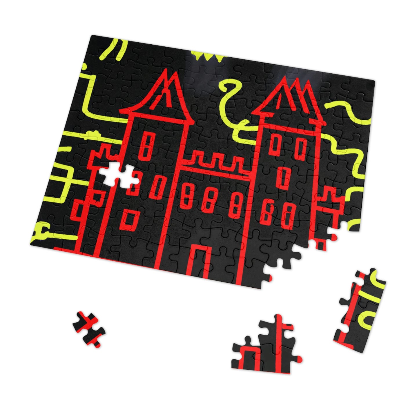 "A Haunted Shadow: The Dark Secrets of the Old Castle on a Gloomy Night" - The Alien Jigsaw Puzzle