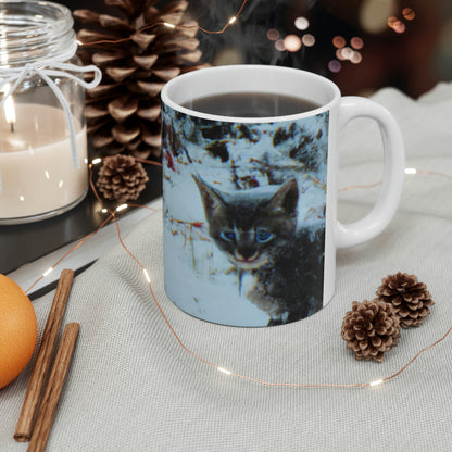 "Brave Kitten in the Frozen Storm" - The Alien Ceramic Mug 11 oz