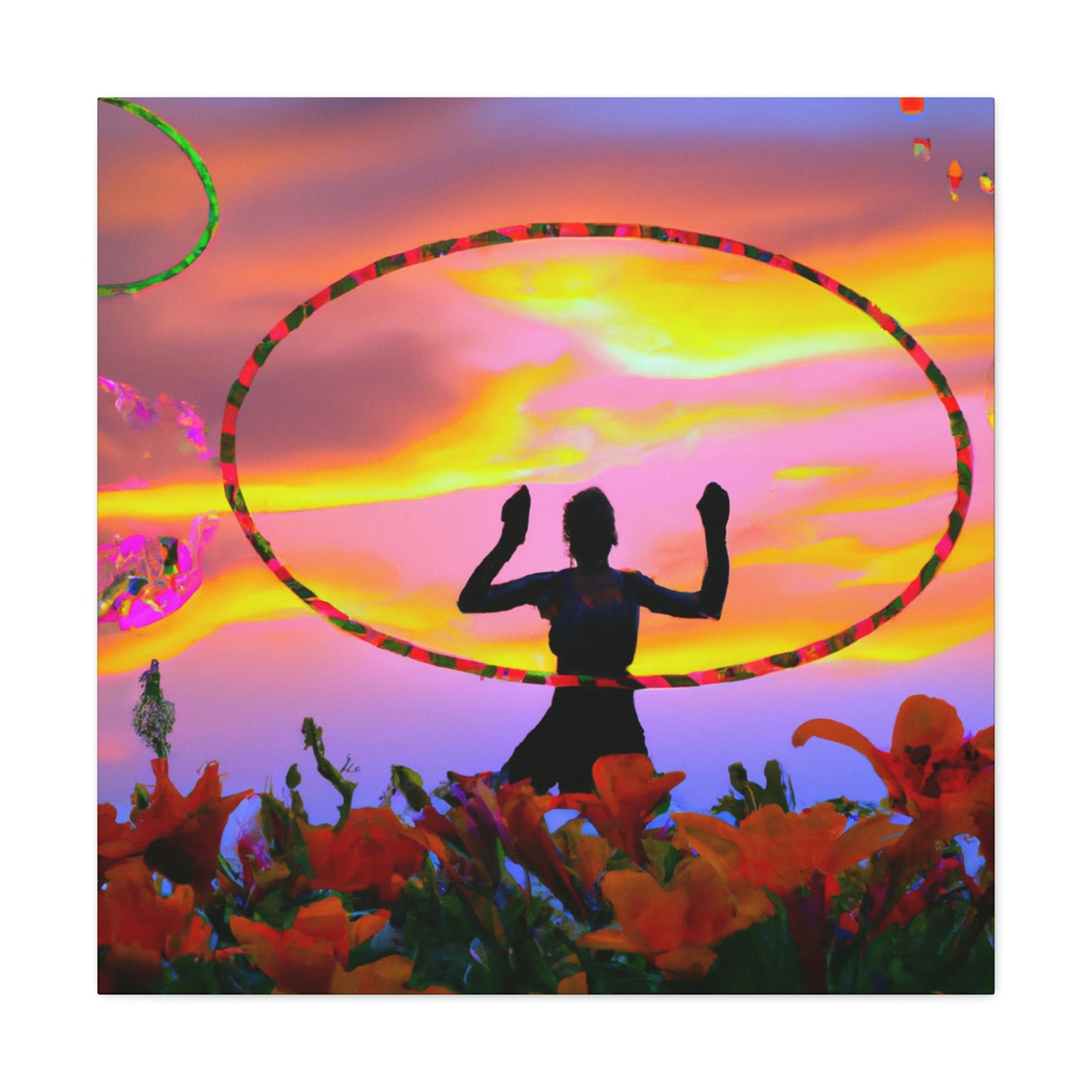 Hula Hoop Sunset Painter - Leinwand