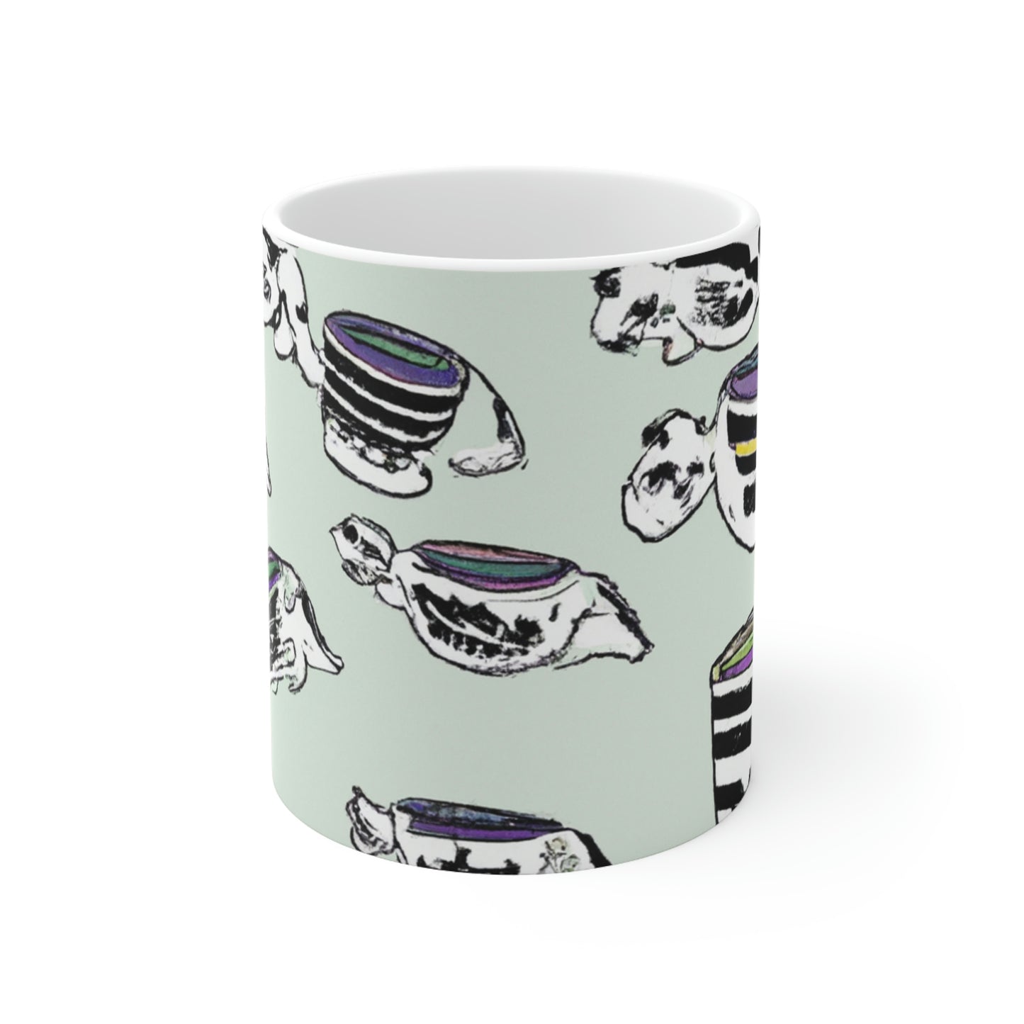 "A Purr-fectly Precious Tea Party Parade" - Der Alien-Keramikbecher 11 oz