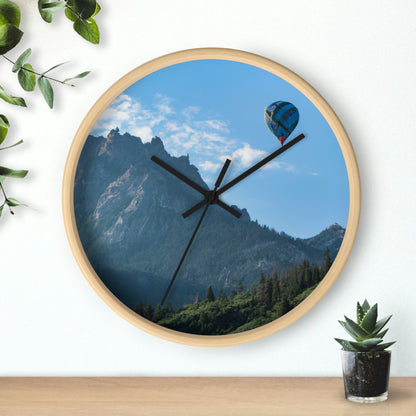 "Soaring Over Splendor: A Balloon Journey Through the Mountains" - The Alien Wall Clock