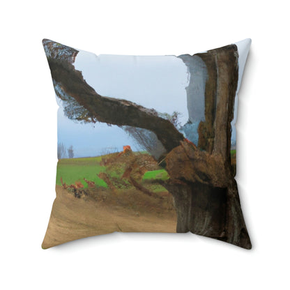 "A Shadow in the Meadow: The Last Standing Tree" - The Alien Square Pillow