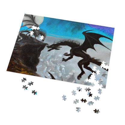 "Clash of Fire and Steel on the Moonlit Cliff" - The Alien Jigsaw Puzzle