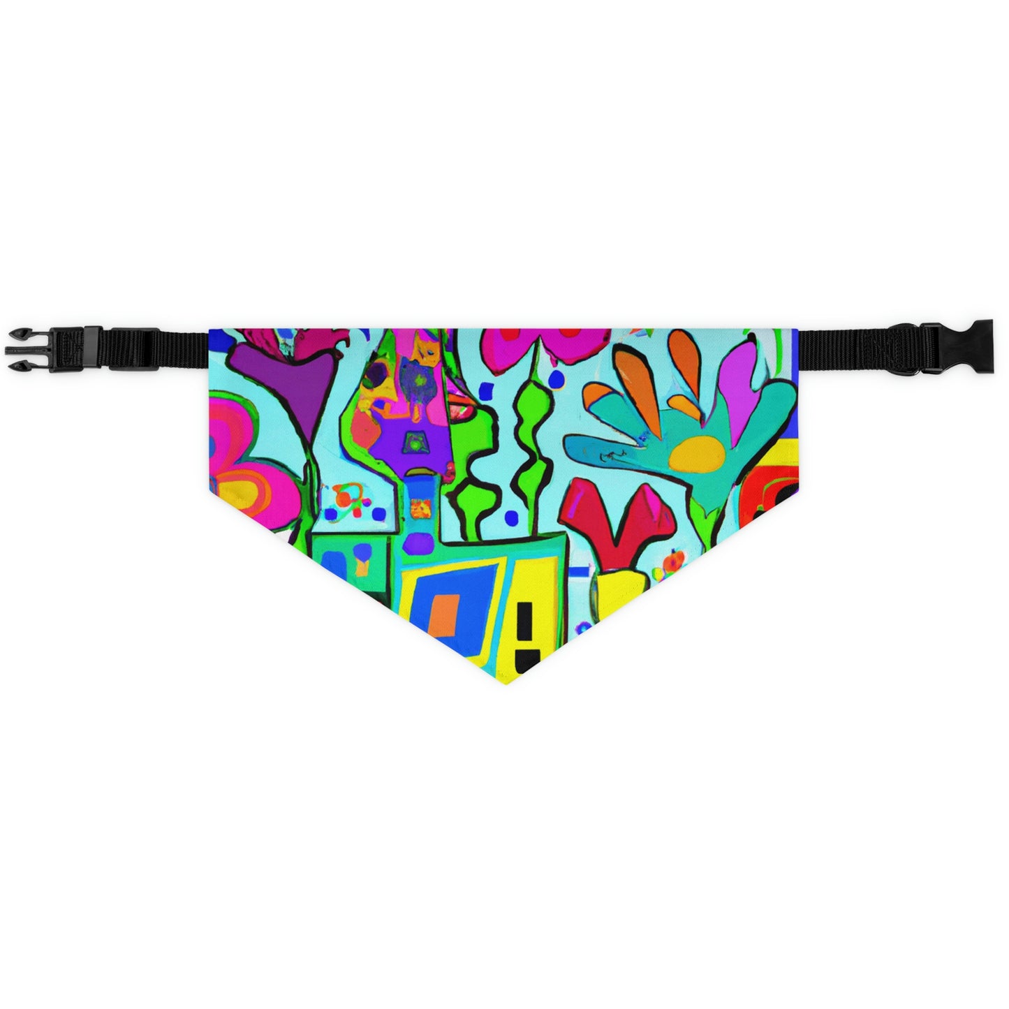 "A Mystical Garden of Rainbow Petals" - The Alien Pet Bandana Collar