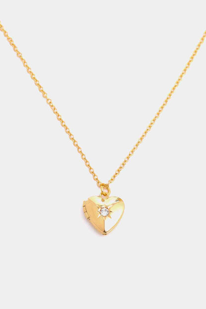 Collar con colgante chapado en oro de 14 quilates con forma de corazón y circón