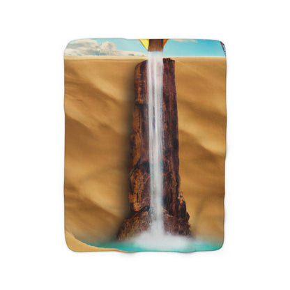 "Cascada solitaria en un desierto desolado" - The Alien Sherpa Fleece Blanket