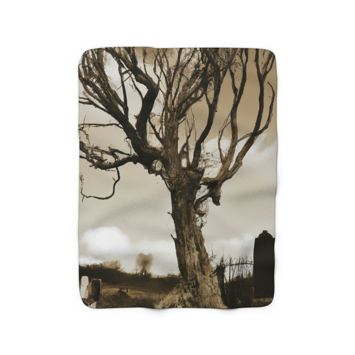 "The Spectral Sentry of the Ruined Cemetery" - The Alien Sherpa Fleece Blanket